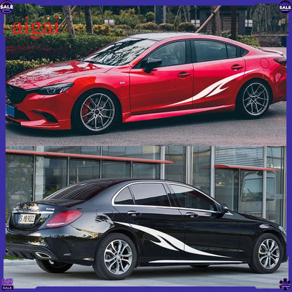 2PCS Racing Sports Sticker Vinyl Side Skirts Decal Funny