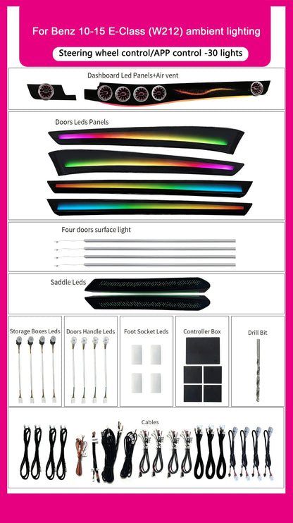 For Mercedes Benz E-Class 2010 - W212 Colors Ambient Lighting