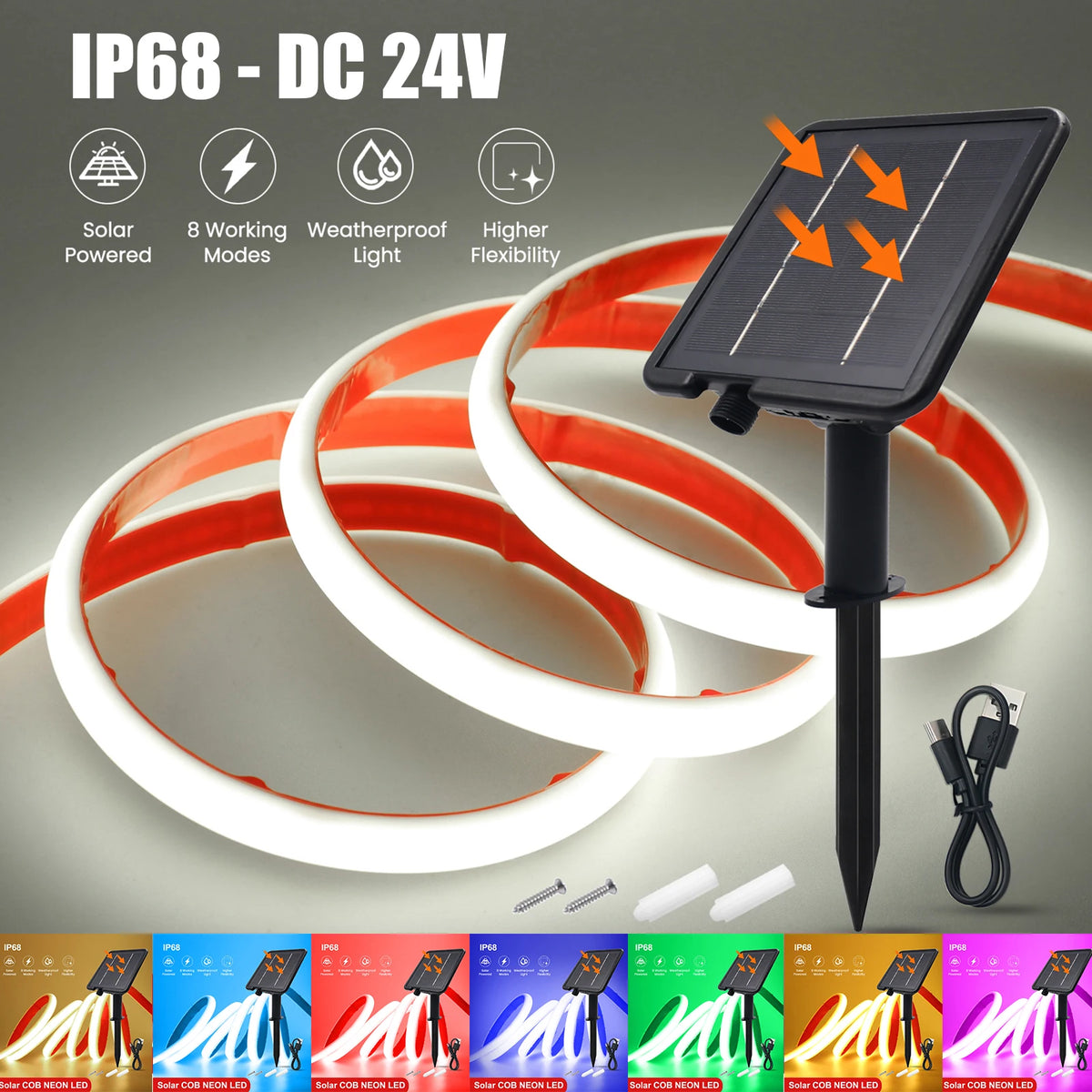 24V Cob Neon Strip IP68 Waterproof White Red Ice