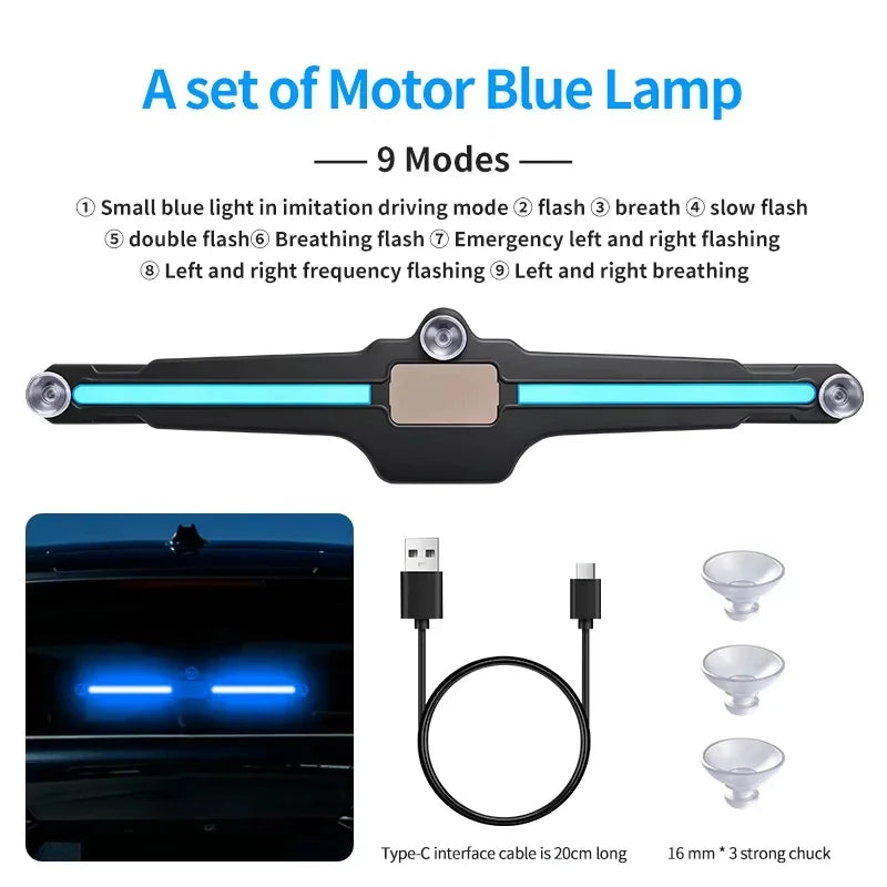 Solar Rear Window Warning Wireless Blue Atmosphere Lighting Mode