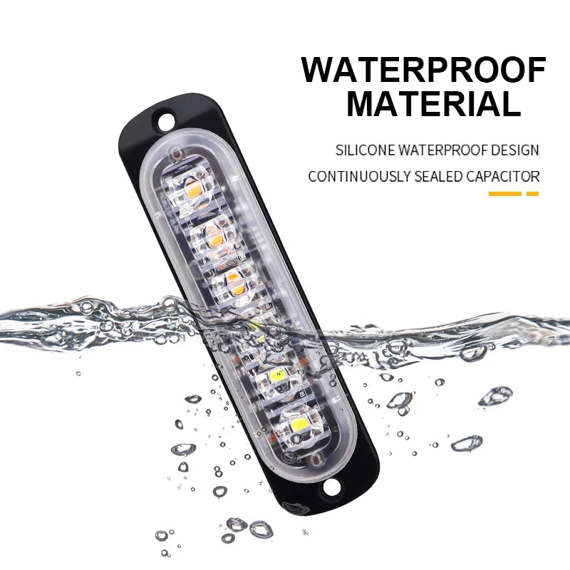 4PCS 6LED Strobe Side Warning Grille Flashing Lightbars Cars