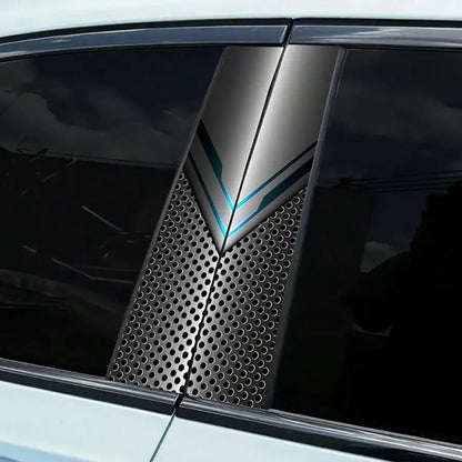 b-pillar 3D v-shape Sport Sticker Removable Metallic Mesh Pattern