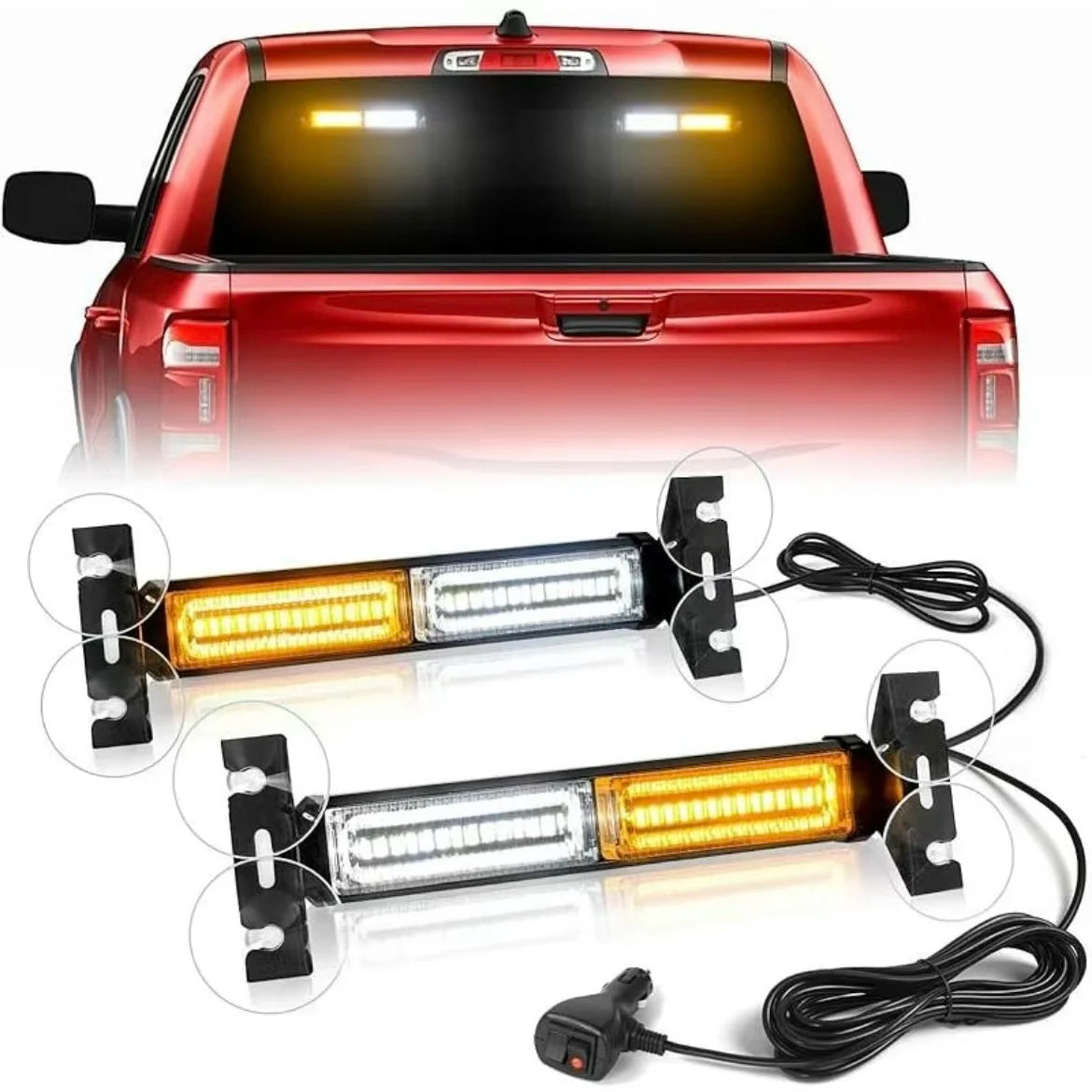 For Emergency Flash Warning Lamp Windshield 2-in-1 12V 24V