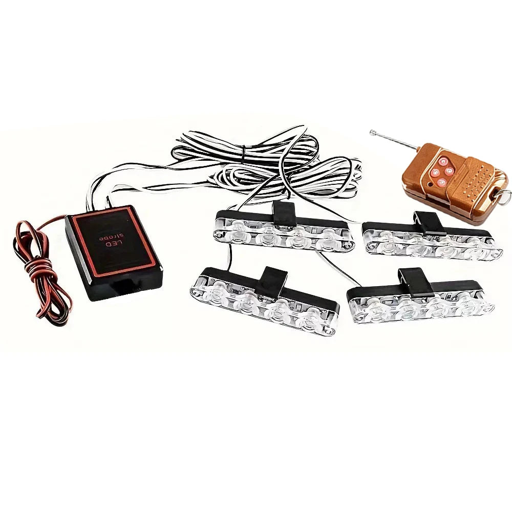 For 12V In Red Blue Emergency Strobe Wireless Remote Control