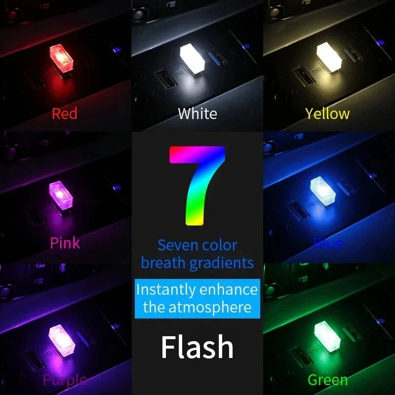 2PCS MINI USB Interior Atmosphere Emergency Lighting Colorful