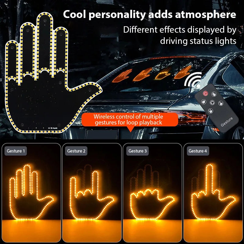Illuminated Gesture Finger Remote Road Rage Signs Middle Hand