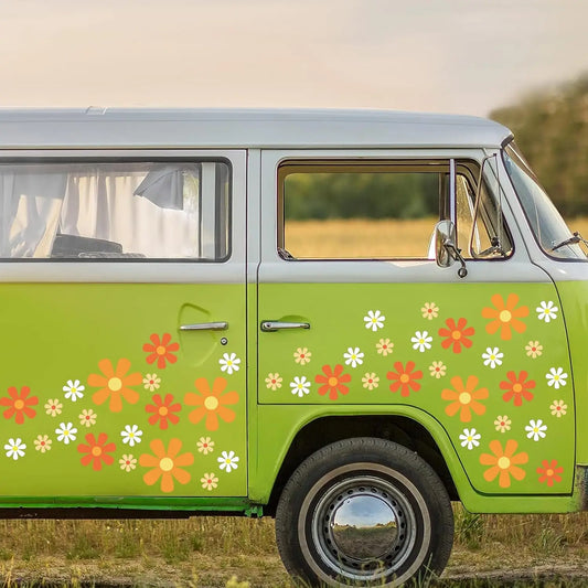 82PCS White Orange Daisy Flower Funny Stickers Window Door