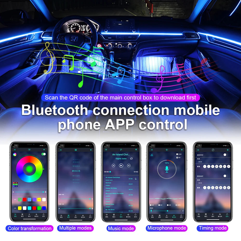 In RGB Ambient Remote Interior Colors Neon Acrylic Strip