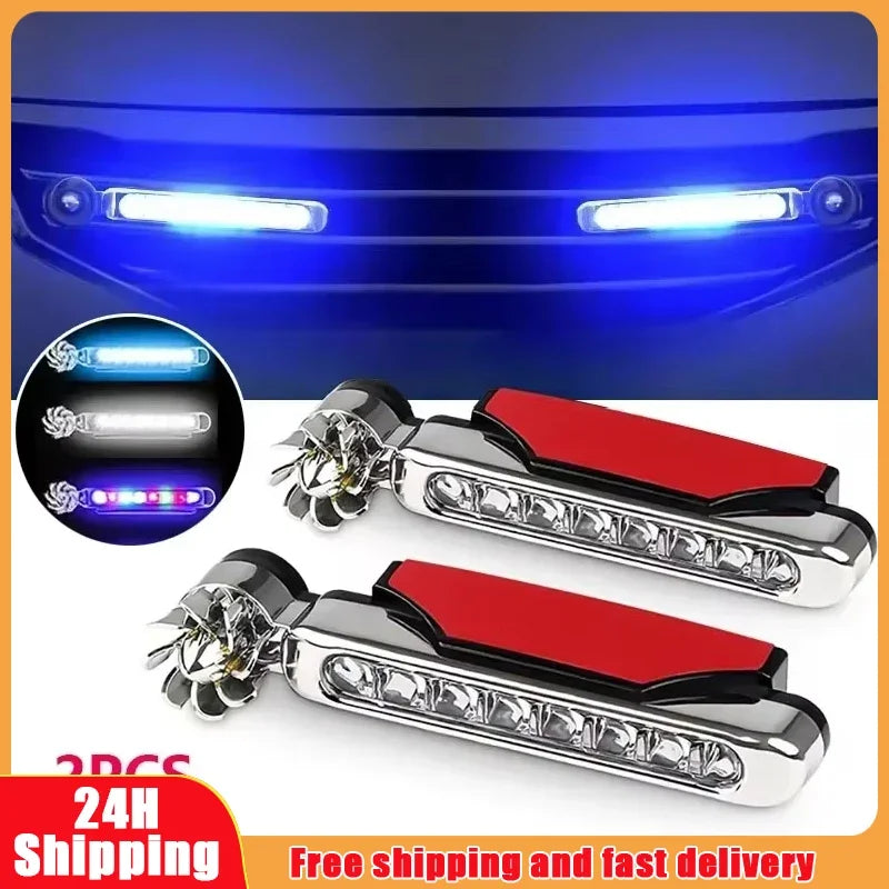 2PCS Wind Powered Daytime Running Auxiliary Lighting Rotation