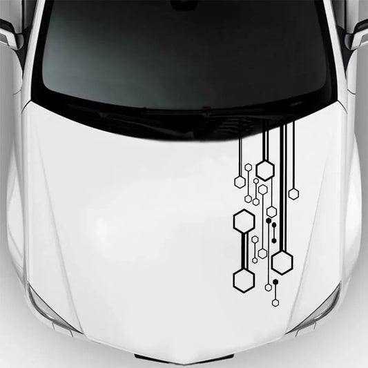 Fashion Hexagon Stripes Vinyl Stickers Truck Hood Decal Door