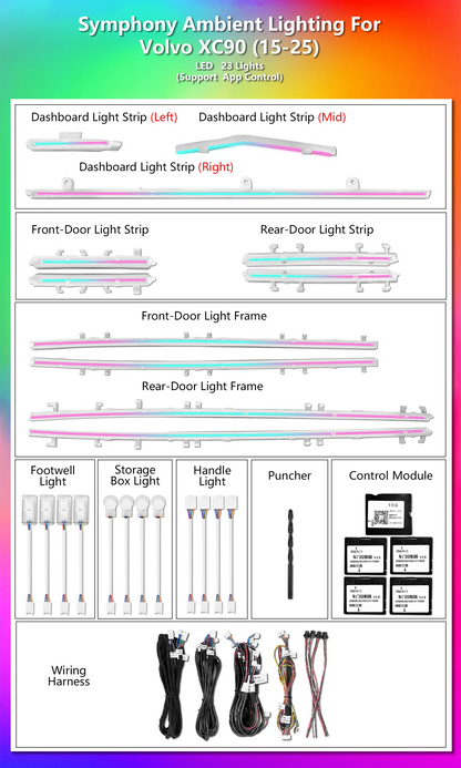 For Volvo XC90 2015-2025 Ambient Light Icarsin Dynamic Colorful