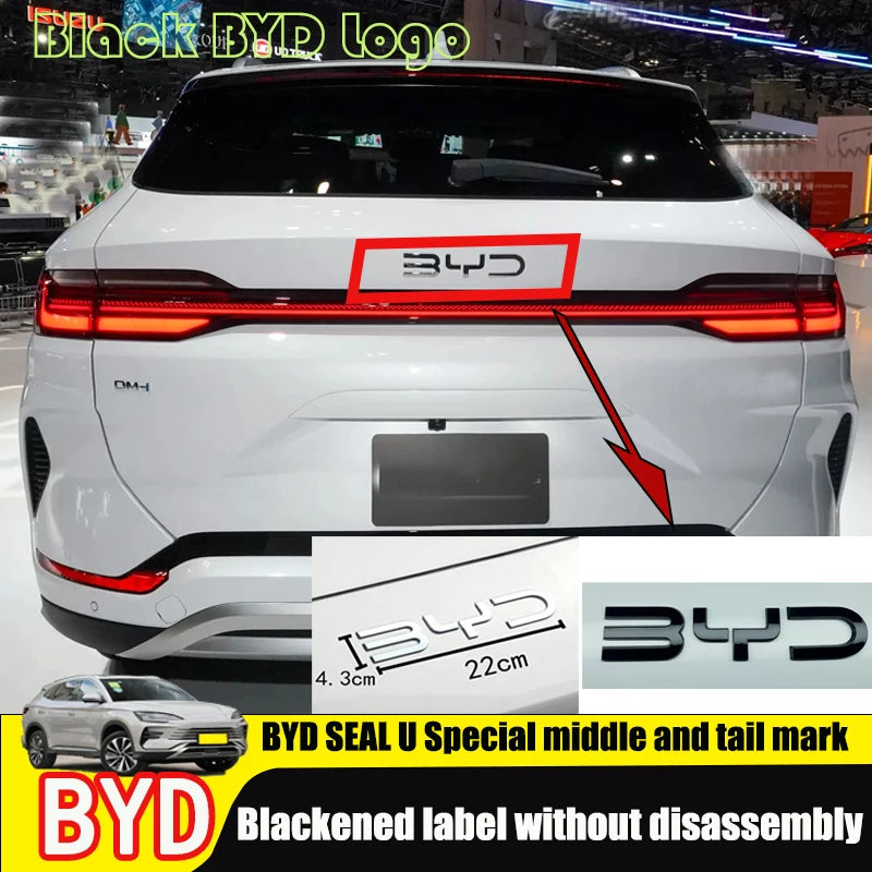 For BYD Seal U Black Front Emblem Rear Badge Black Warrior
