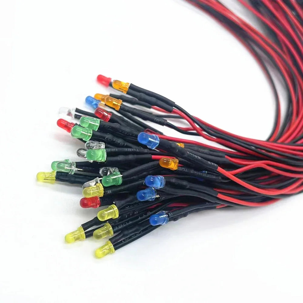 10-50pcs 3MM 5MM Round Diode dc5v 12V 24V pre-wired