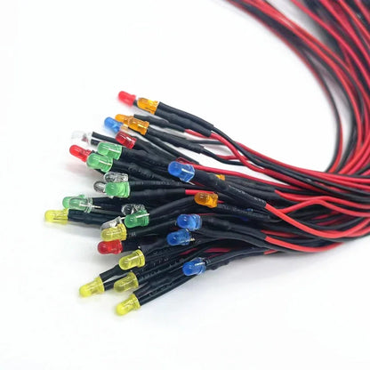 10-50pcs 3MM 5MM Round Diode dc5v 12V 24V pre-wired