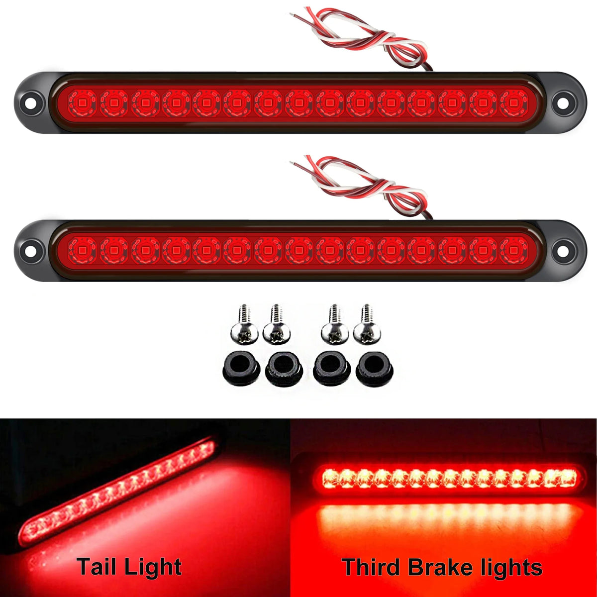 For Trailer 2PCS 12-24v 15LED Tail Rear Truck Lorry pickup-brake