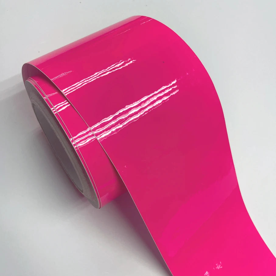 10CM Width Glossy Neon Pink Fluorescent Vinyl Wrap Sticker