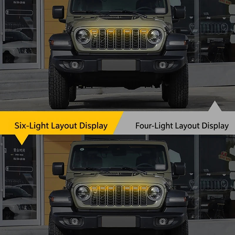 For Jeep Wrangler Jl Pickup 2024-2026 6PCS Set Front Grille