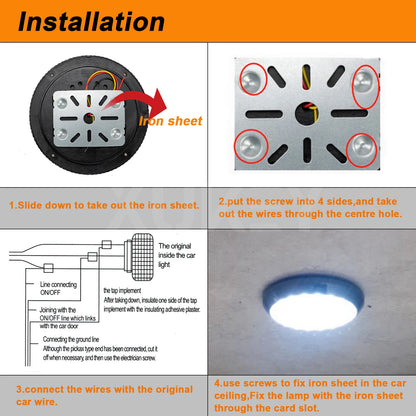 Chrome Interior Roof Ceiling Dome 12V White Courtesy Blinker