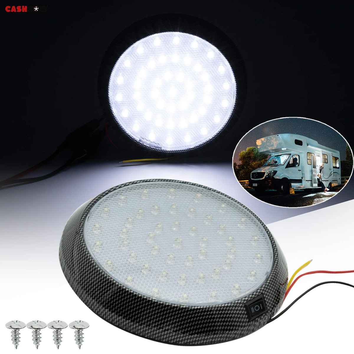 Chrome Interior Roof Ceiling Dome 12V White Courtesy Blinker