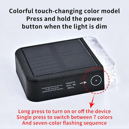 For Motorcycle Top Box Side Case Solar Warning Flashing Mode