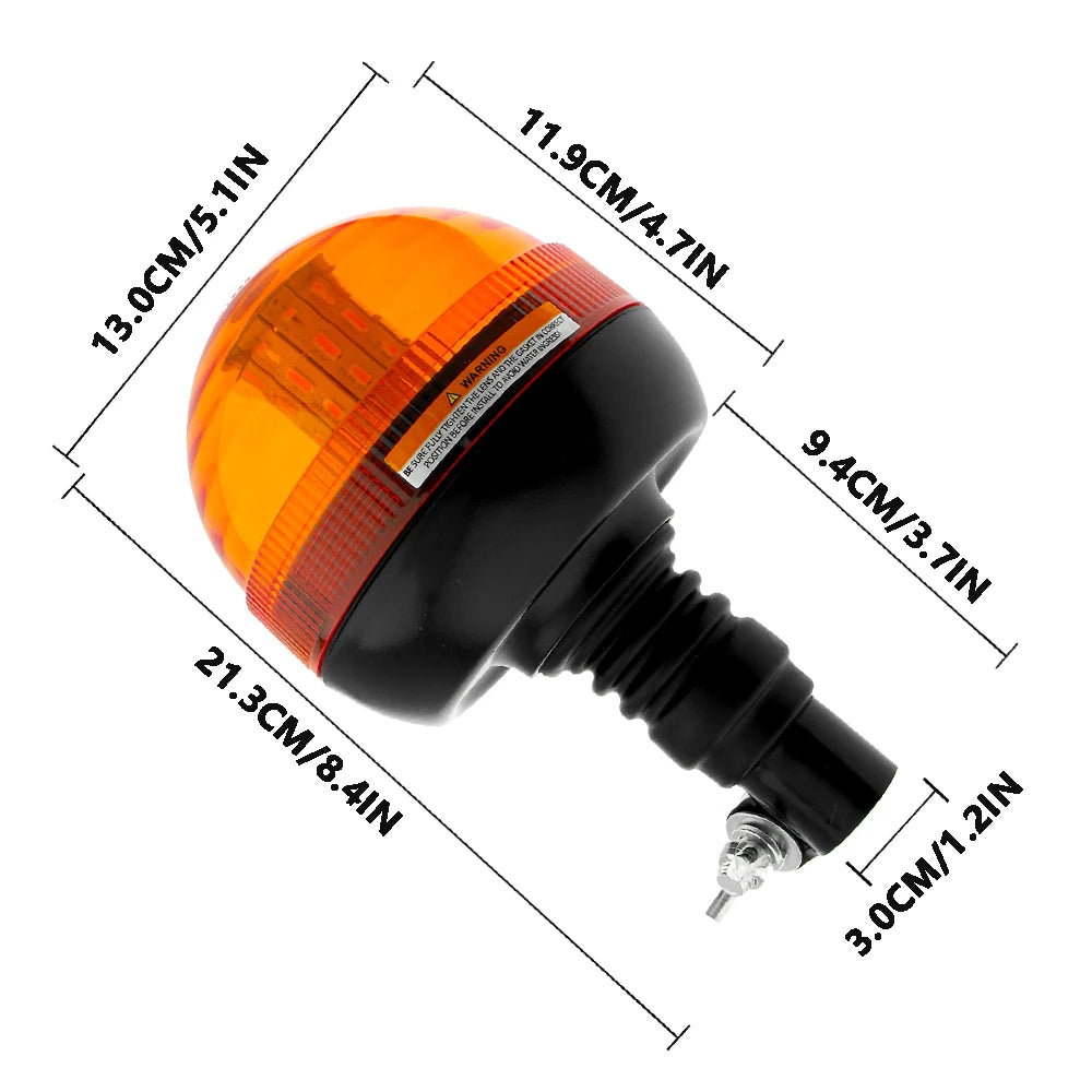 1PCS 12V Amber Beacon Rotating Rotary Truck Tractor Warning