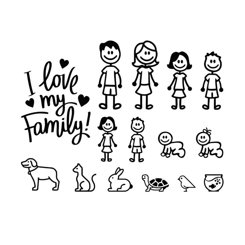 Sticker Interesting Family Automobiles Motorcycles Window