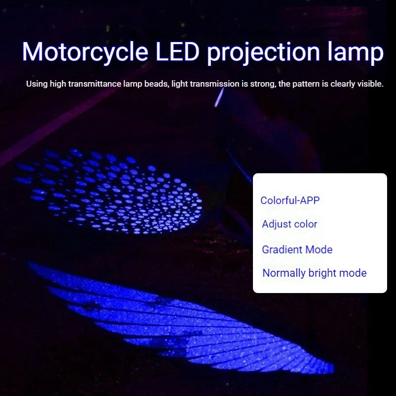 Electric Motorcycle Colorful Angel Wings Welcome Projection