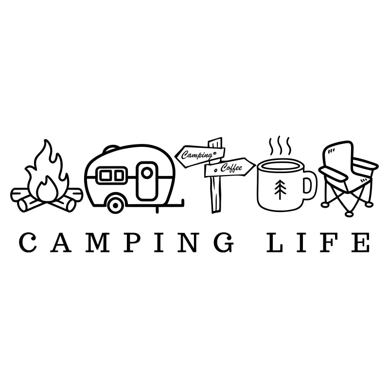 For Camper Camping Life Stickers Van Motorhome SUV Outdoor