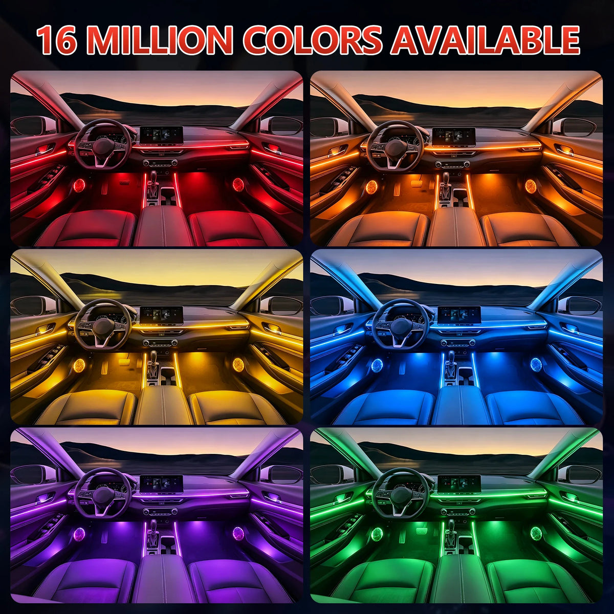 6IN1 8M Interior RGB Fiber Optic Ambient Kits APP