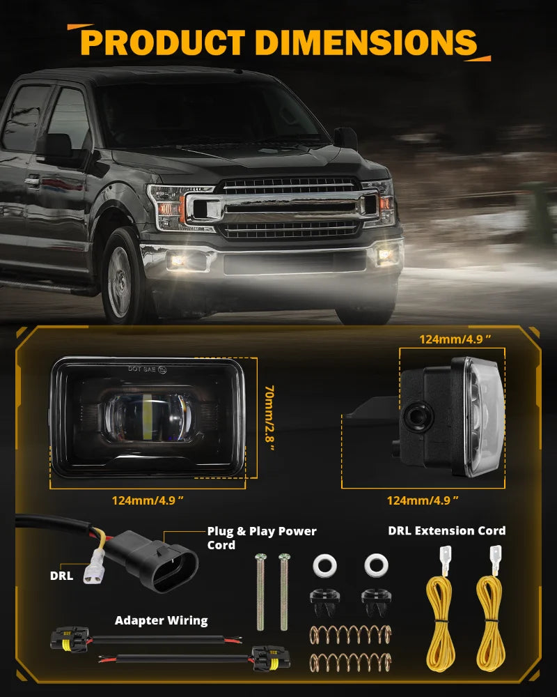 For Ford F150 2015-2020 4 Inch Upgraded Fog Assembly White