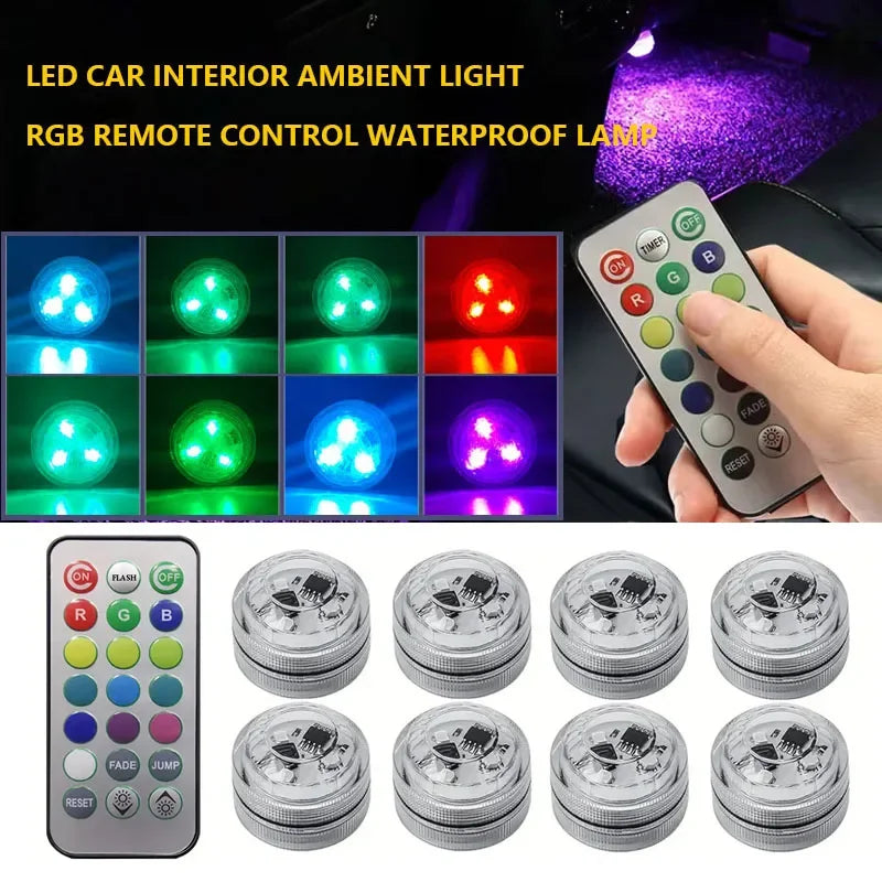 For Auto Roof Foot Atmosphere Lamp 1SET Remote Control Interior