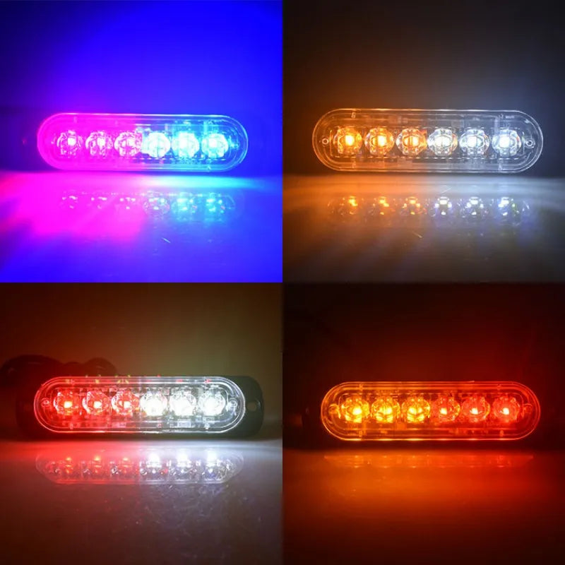 12V 24V 6SMD Strobe Warning Fixed Flashing Lightbar Truck