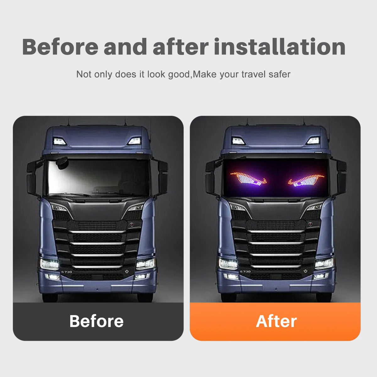 USB Dynamic Big Devil Eyes Light For Cars Truck Eyes Display LED Decorative Light Panel 11 Modes Soft Glow Expression Li