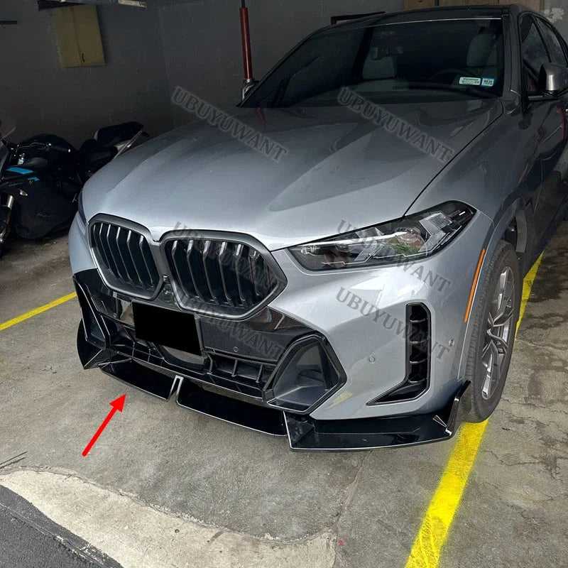 For BMW X6 G06 Lci M 3X Sport 2023 ABS Black Front Bumper Lip