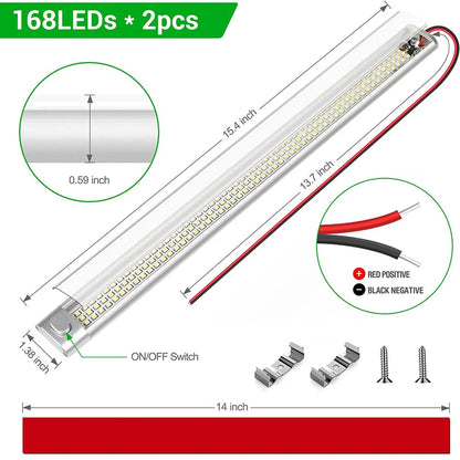 2PCS 12V Strip on-off Switch Rv Interior Bar 168leds