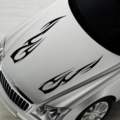 Engine Hood Stripe Sticker Flame Pattern Racing Sports Body