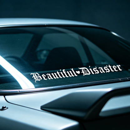 Beautiful Disaster Gothic Letter Vinyl Sticker Jdm Modified Front