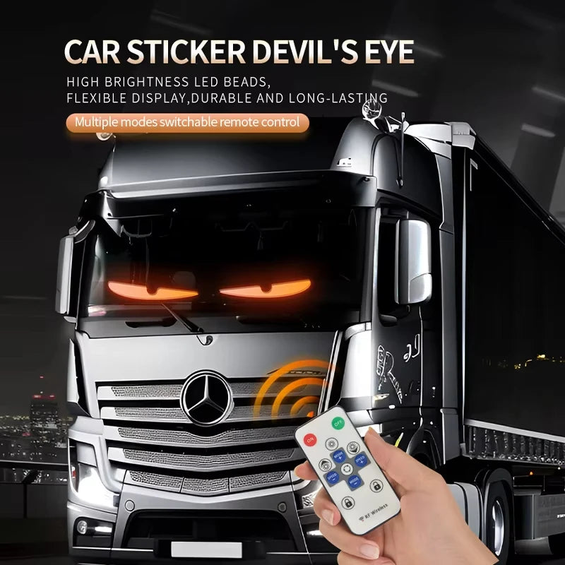 Devil Eyes Truck LED Display Flexible Matrix Panel Remote Control 24V RGB Animation Scrolling Screen Car Windshield Sign