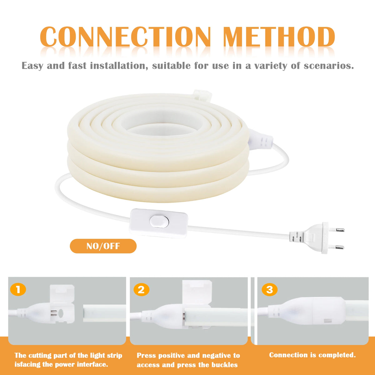 Ac 220V Cob Strip On Off Switch White 3000K