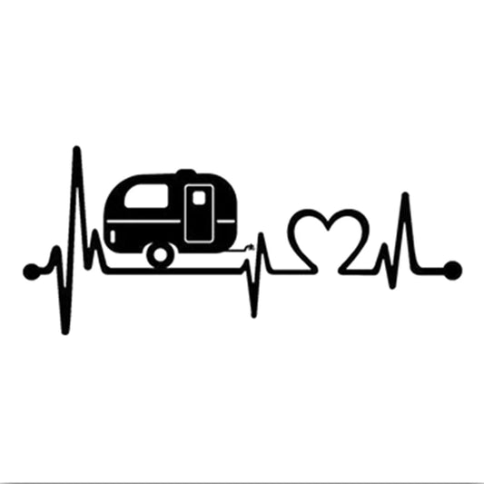 Caravan Love Heartbeat Sticker Camper Body Window Stickers Vinyl