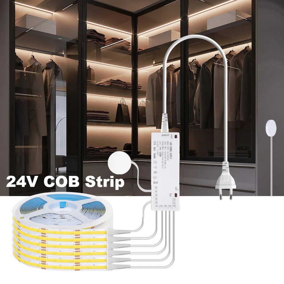 1m-5m Cob Strip Cabinet Dc 24V Penetrable Wood Touch