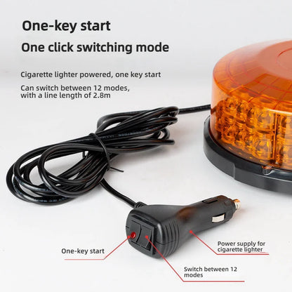 Rechargeable Magnetic Base Roof Cylinder Warning Flashing
