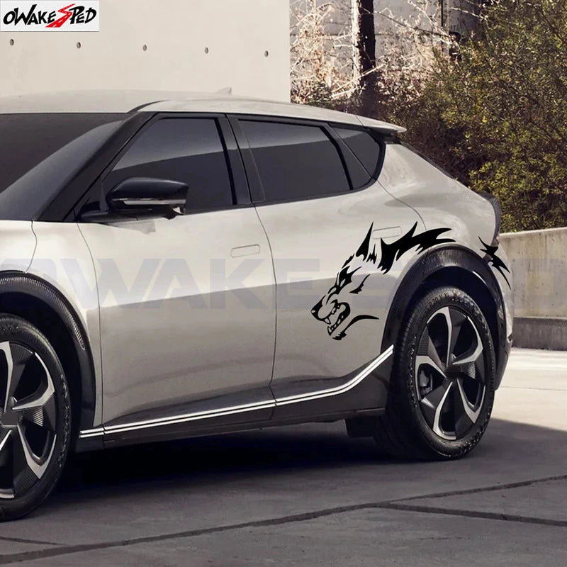 For Kia EV6 EV2 EV3 EV4 2PCS Wolf Graphics Stickers Body Door