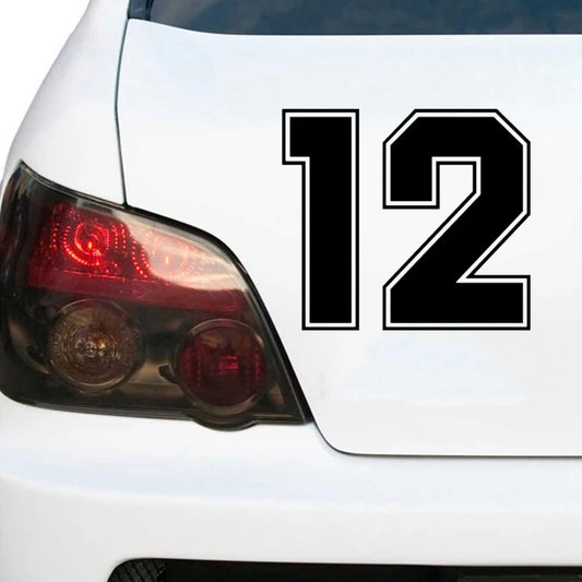 Figure Number 12 Racing Sticker Vinyl Decal Waterproof Stickers