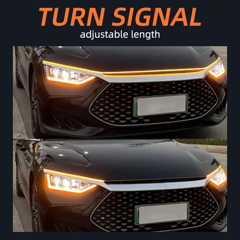 1PCS Hood Strip Dynamic Daytime Running Turn Signal Scan