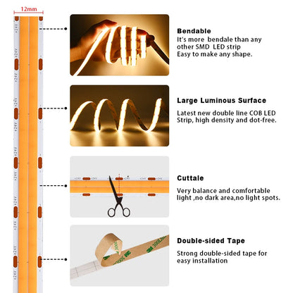 Super Bright Cob Strip 2000LM M Double Row 600leds
