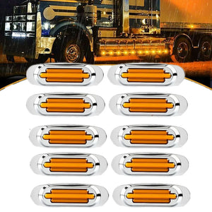 10PCS Truck Side Marker 16LED Trailer Rv Clearance Chrome