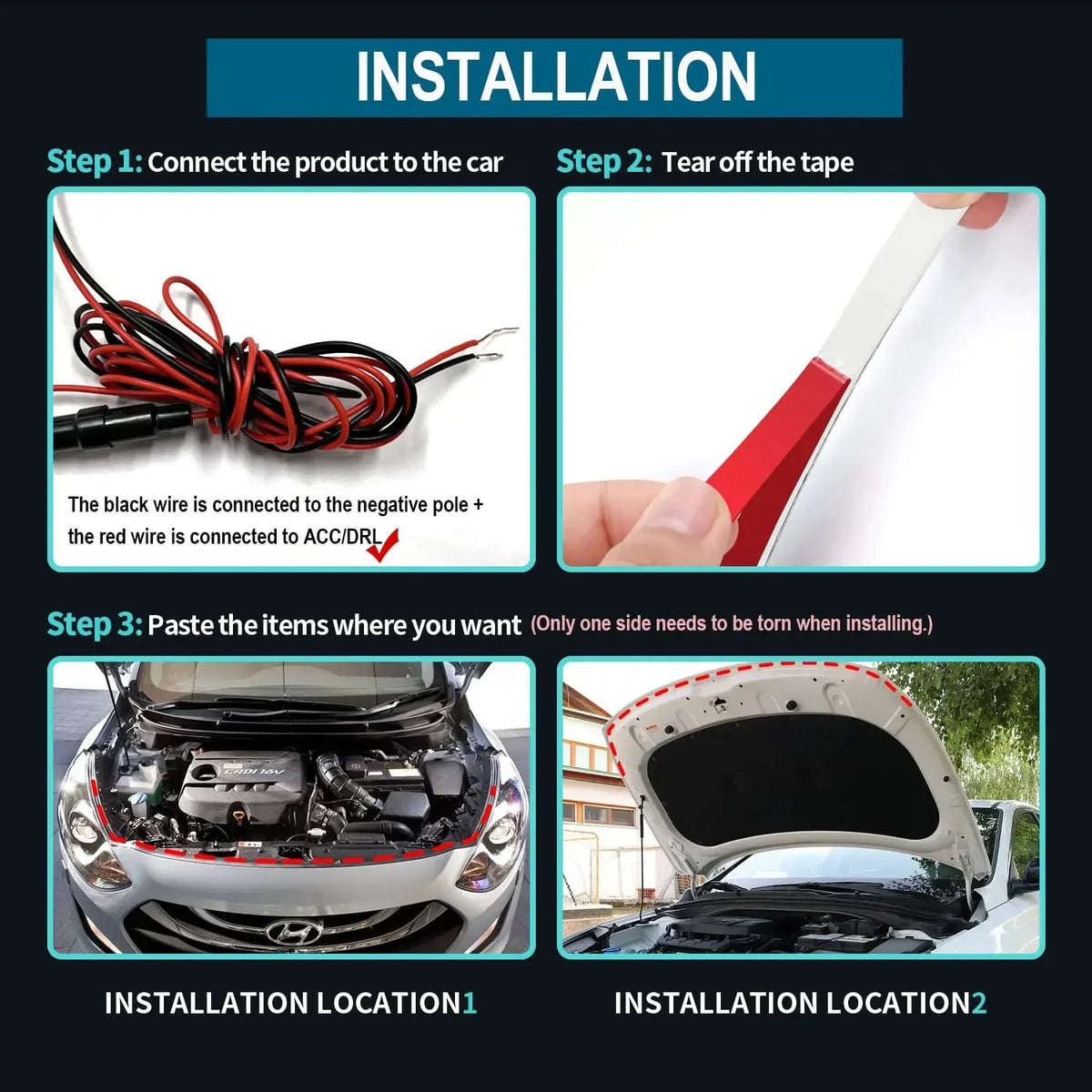 Dynamic Hood Strip Scan Starting Flexible Drl Daytime Running