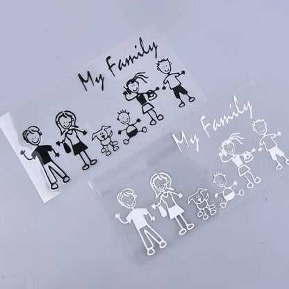 Family Decal Window Sticker Stick Figure Kid Baby Cat