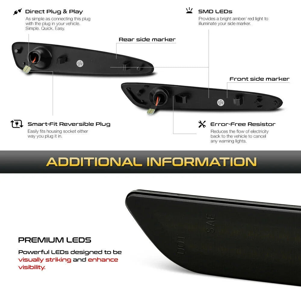 For Chevrolet Corvette C6 Front Rear Bumper Side Marker Turn